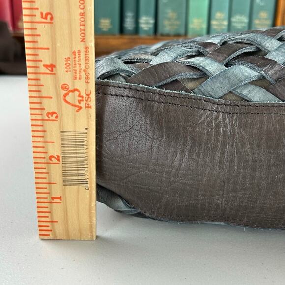 Mo & Co Bags Leather Basketweave Art to Wear Messenger Crossbody Tote - Picture 6 of 9